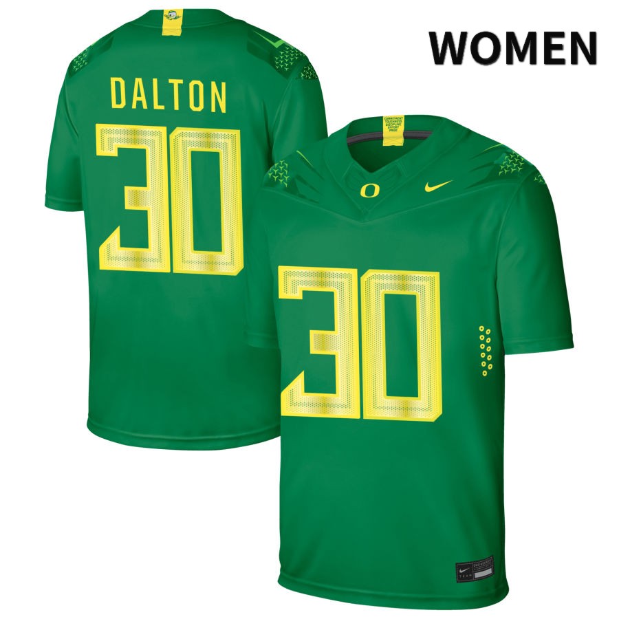 Oregon Ducks Women's #30 Donovan Dalton Football College Authentic Green NIL 2022 Nike Jersey CHZ17O8B
